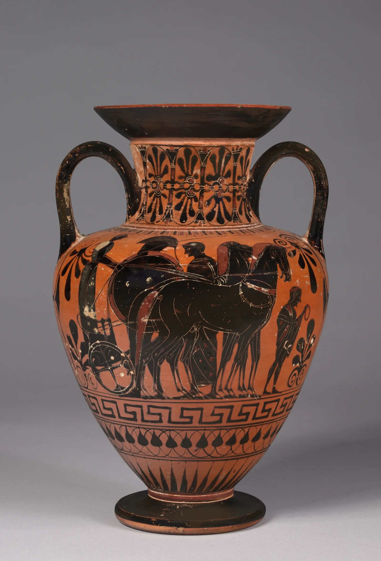 Black-Figure Neck-Amphora: Departing Warrior with Chariot