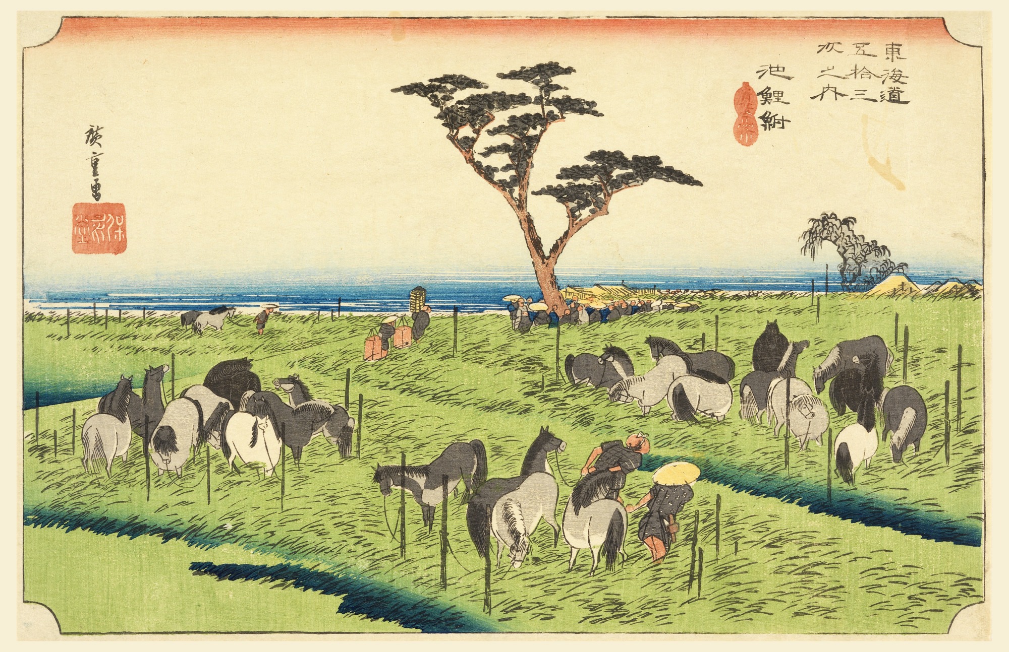 Chiryū, The Horse Fair, Andō Hiroshige