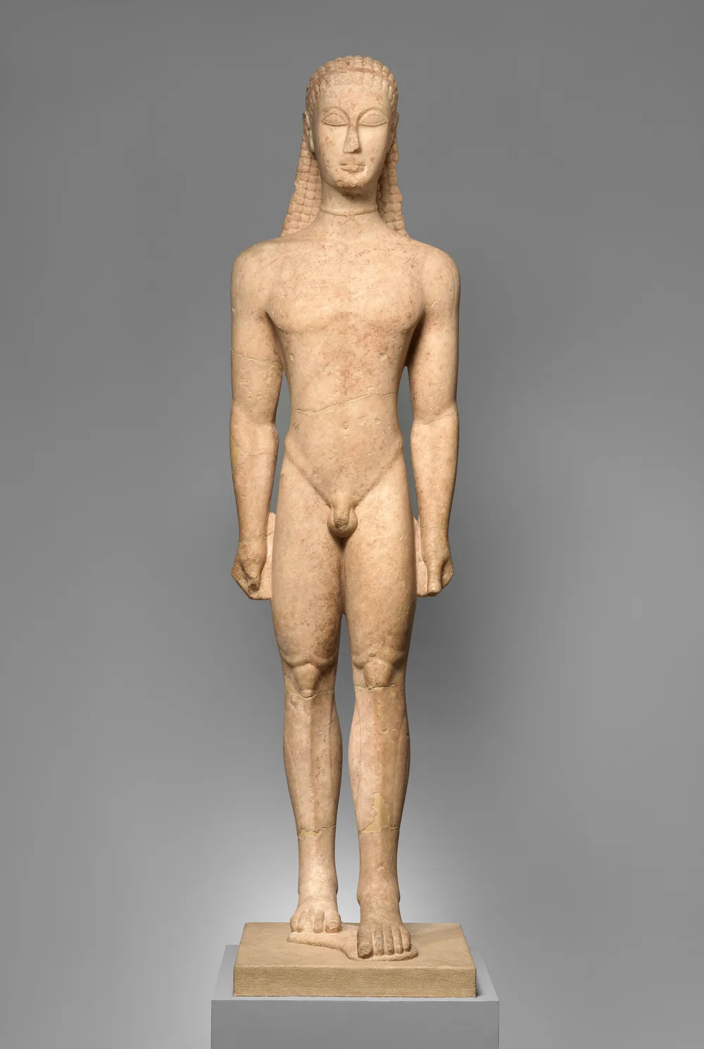 Marble statue of a kouros, Greek, Archaic